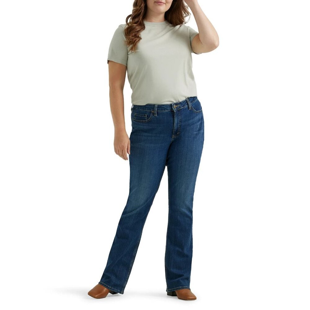 Lee Women's Mid-Rise Bootcut Jean, Size 10, Short, Regular Fit, Medium Wash - Picture 2 of 6